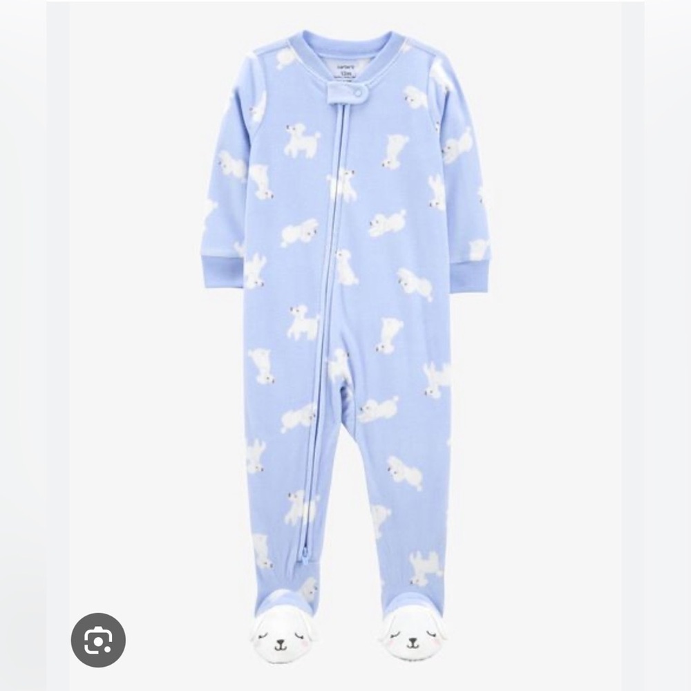 Baby boy 12M blue dog footie pjs zipper